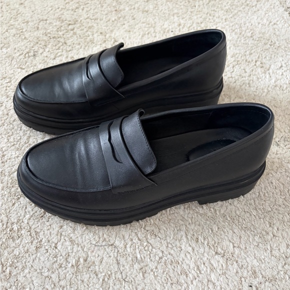 Quince Black Leather Platform Loafers - Picture 2 of 4